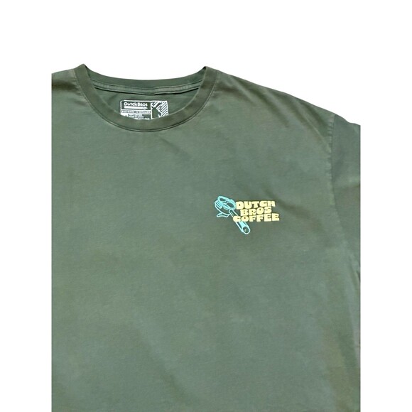 Dutch Bros brothers coffee T-shirt XL Olive Green Good Vibes Only Short Sleeve - Picture 4 of 13